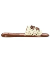 Miu Miu - Crochet Logo Slides - Lyst