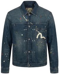 Evisu - Splash Daicock Paint-Splatter Denim Jacket - Lyst