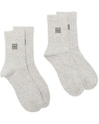TOTEME - Monogram-Embroidered Socks (Pack Of Two) - Lyst