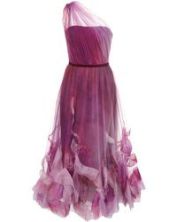 Marchesa notte Einschultriges Tüllkleid - Lila