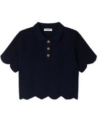 Sandro - Scalloped Cropped Polo Top - Lyst
