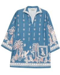 ALÉMAIS - Acacia Mini-Jurk Met Grafische Print En Kraag - Lyst