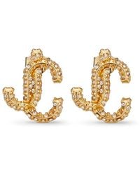 Jimmy Choo - Crystal-Embellished Jc Stud Earrings - Lyst