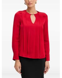MARCIANO BY GUESS - Pleated Keyhole Cut-Out Blouse - Lyst