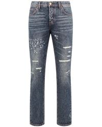 Philipp Plein - Super Straight Cut Distressed Jeans - Lyst