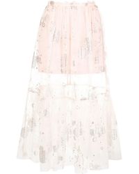Macgraw - Jupe Brodée De Sequins À Empiècements En Tulle - Lyst