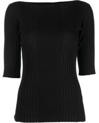 Calvin Klein - Boat-neck Ribbed-knit Top - Lyst