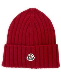 Moncler - Logo-Patch Ribbed-Knit Beanie Hat - Lyst