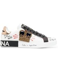 Dolce & Gabbana - Portofino Sneakers With Patches And Embroidery - Lyst