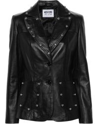 Moschino Jeans - Studed Single-breasted Leather Blazer - Lyst