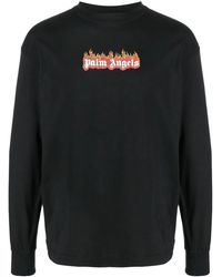 Palm Angels - Burning Logo Classic L/s Tee - Lyst