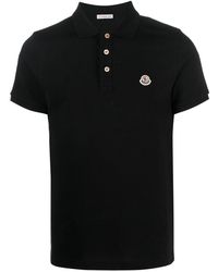 Moncler - Logo-patch Short-sleeve Polo Shirt - Lyst