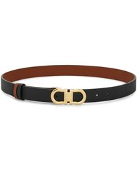 Ferragamo - Cintura Con Logo Caratteristico Gancini Reversibile - Lyst