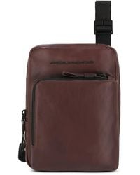 Piquadro - Logo-Embossed Leather Messenger Bag - Lyst