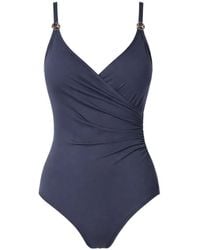 MICHAEL Michael Kors - Logo V-Neck Swimsuit - Lyst