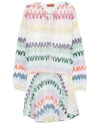 Missoni - Mini-Jurk Met Zigzag-Patroon En Strik - Lyst