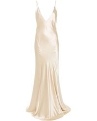 Saint Laurent - Zijden Maxi-Jurk Met V-Hals - Lyst