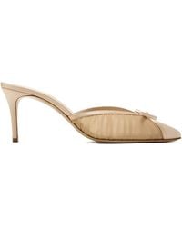 Andrea Wazen - 75Mm Kris Pleated Bow Mules - Lyst