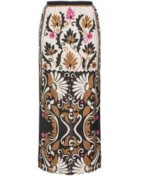 Pinko - Floral-Print Viscose Straight Skirt - Lyst