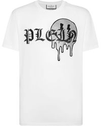 Philipp Plein - Rhinestone-logo Cotton T-shirt - Lyst