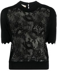 Elie Saab - Lace-panel Knitted Top - Lyst