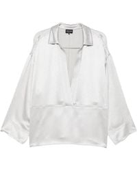 Giorgio Armani - V-Neck Long-Sleeve Blouse - Lyst