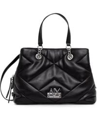 ARMANI EXCHANGE - Quilted Logo-Plaque Tote Bag - Lyst
