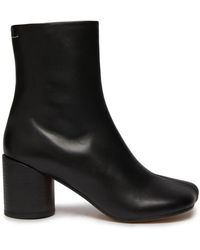 MM6 by Maison Martin Margiela - Bottines Noires En Cuir À Couture Centrale - Lyst