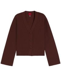 HUGO - Wool-Blend Cardigan With Logo Rivet - Lyst