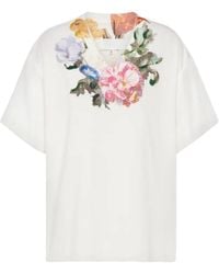 Maison Margiela - Floral V-Neck T-Shirt - Lyst