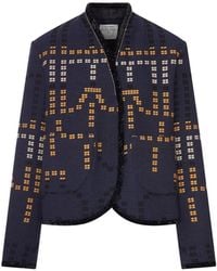 forte_forte - Jacquard Velvet-Trim Jacket - Lyst