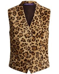 Ralph Lauren - Leopard-Print Leather Waistcoat - Lyst