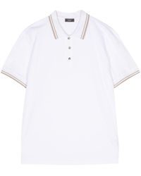 Peserico - Stripe-trim Cotton Polo Shirt - Lyst