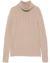 N.Peal Cashmere - Adelyn Cable Roll Neck Knitted Top - Lyst