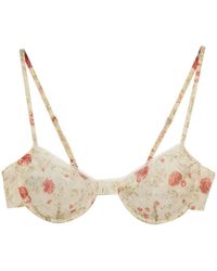 Prada - Floral-Print Lace-Trim Bra - Lyst