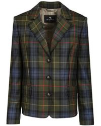 Etro - Macro Geruite Boxy Blazer - Lyst