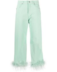 P.A.R.O.S.H. - Feather-Trim Stretch-Cotton Jeans - Lyst