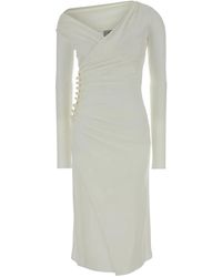 Elisabetta Franchi - Draped Button Midi Dress - Lyst
