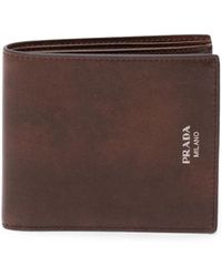 Prada - Logo-Print Leather Wallet - Lyst