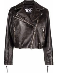 DIESEL - L-edmea-cl Cropped Leather Jacket - Lyst