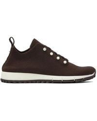 Jimmy Choo - Veles Chocolate Cashmere Melange Knit Trainers Pearl Buttons - Lyst