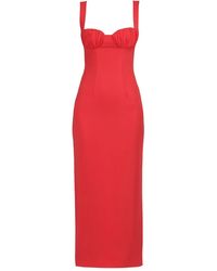 ROWEN ROSE - Gathered-Detail Sleeveless Midi Dress - Lyst