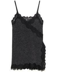 Bimba Y Lola - Dark Melange Mohair And Lace Top - Lyst