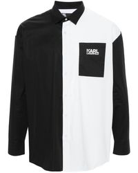 Karl Lagerfeld - Popeline-Hemd mit Logo-Print - Lyst