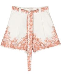 Twin Set - Floral-print Linen Shorts - Lyst
