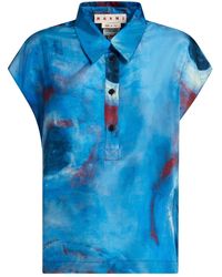 Marni - Abstract-print Silk Polo Shirt - Lyst