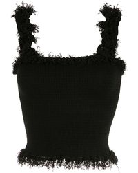 Cecilia Prado Flora Frayed Cropped Top - Black