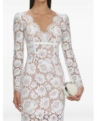 Self-Portrait - Floral-Lace Long-Sleeve Midi Dress - Lyst