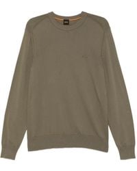 BOSS - Logo-Embroidered Crew-Neck Jumper - Lyst