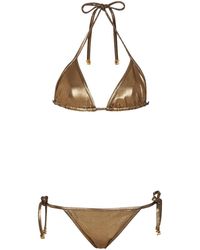 Balmain - Metallic Triangle Bikini Set - Lyst